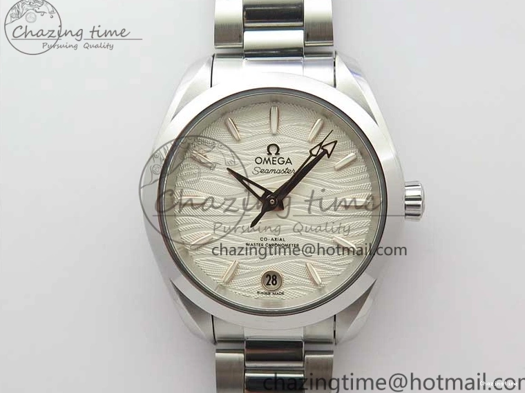 0730 Aqua Terra 150M 34mm Ladies SS VSF 1:1 Best Edition White Wave Dial RG Markers on SS Bracelet A WrinkleFree 7928